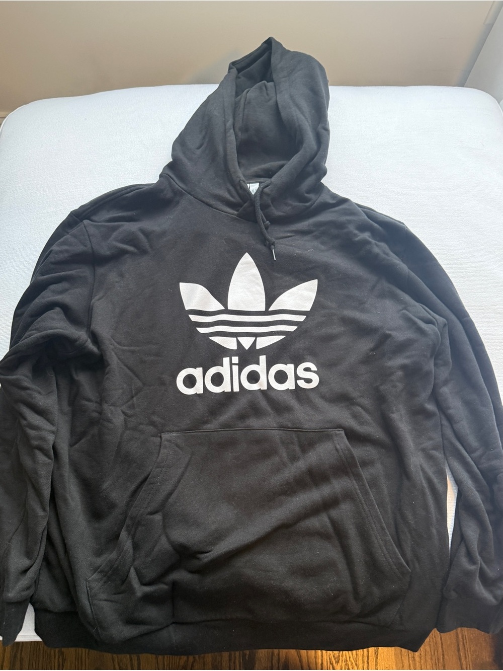 adidas Black Hoodie with White Trefoil Logo